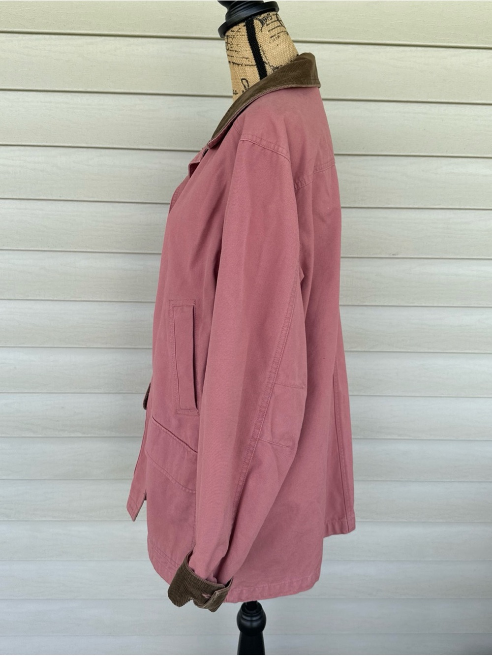 L.L. Bean Women’s Size L Pink Chore Jacket Flannel-Lined  Barn Work Coat Canvas - Picture 5 of 15